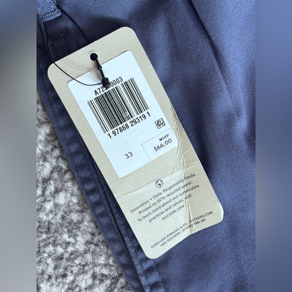 NWT Dockers High Wide Pleated Chino Pants Blue Size: 33 - Picture 3 of 5